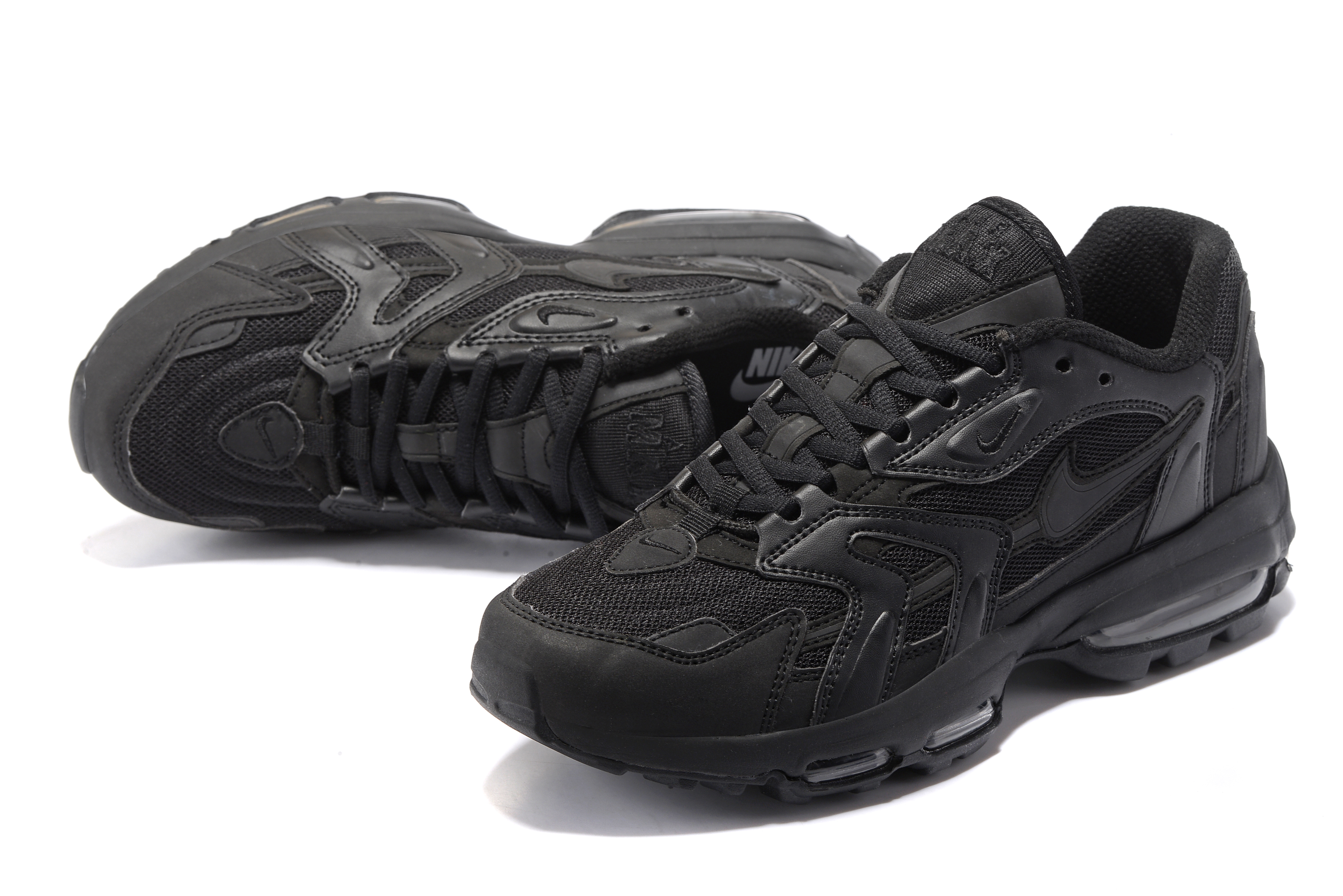 Men Nike Air Max 96 All Black Shoes - Click Image to Close